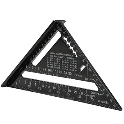 Image of Fafeicy Triangle Angle Protractor, 7 Inch Carpentry Squares, Aluminium Alloy, Metric System, Black, Ideal for Building and Remodeling Projects