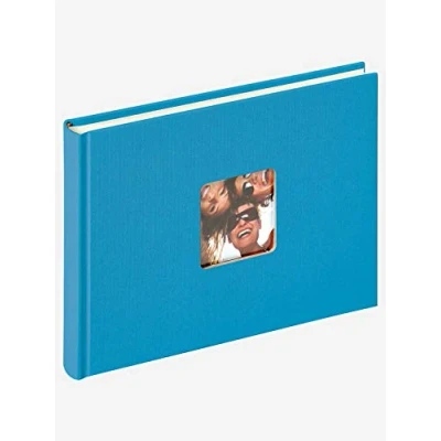 Image of Walther design FA 207 U Fun Trend book bound album with die cut for your personal picture, 8.7 x 6.3 inch (22 16 cm), 40 white pages, ocean blue