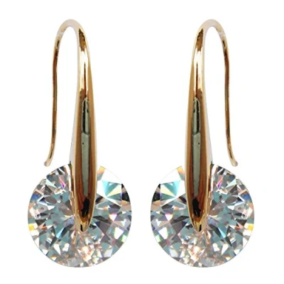 Image of Navachi 18k Gold Plated Circle White Zircon Crystal Hoop Az2612e Leverback Earrings