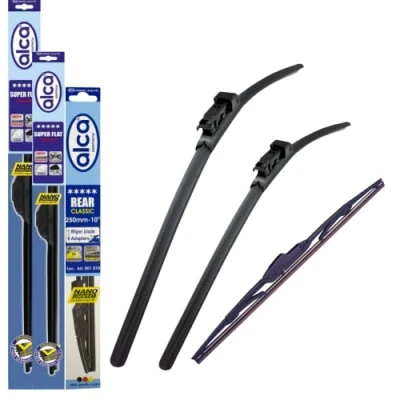 Image of Fits Citroen C4 2004 2010 Set of 3 Windscreen Wiper Blades alca Germany Super Flat Front Rear 28&quot;24&quot;12&quot; PT ASF2824PT12ARC
