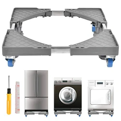 Image of FOCCTS Washing Machine Base, Adjustable Trolley with 4 Locking Rubber Swivel Wheels, 500 kg Load, for Dryers, Cookers, Fridges, Freezers