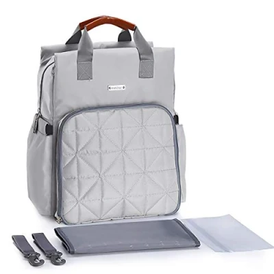 Image of SONARIN Waterproof Multifunction Baby Nappy Changing Backpack with Mat,Stroller Strap,Laptop Shockproof Bag,Diaper Bag Bottle Insulated Bags,Large Capacity,Machine Washable(Gray)