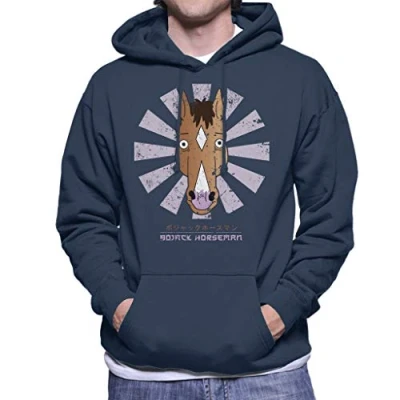 Image of Cloud City 7 BoJack Horseman Retro Japanese Men&#039;s Hooded Sweatshirt Navy Blue