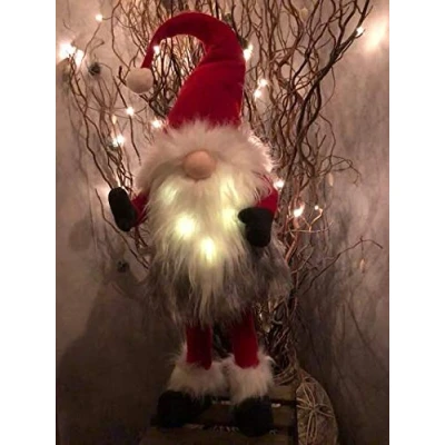 Image of Light Up Standing Plush Nordic Santa Gonk Bobbin Wobbly Christmas Decoration Bobbly Glo Bert