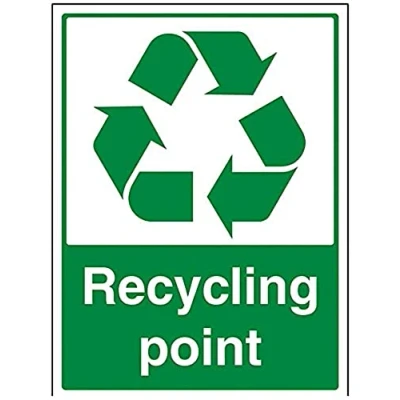 Image of V Safety Recycling Point Sign 300mm x 400mm Self Adhesive Vinyl