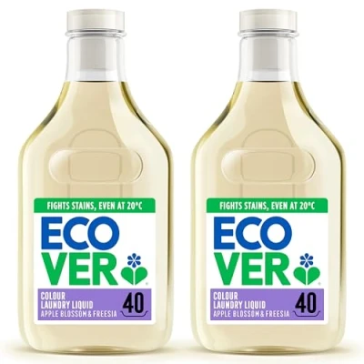 Image of Ecover Concentrated Bio, Laundry Detergent, Colour Washing Liquid, Apple Blossom &amp; Freesia, 2x Pack of 40 Washes, 1.43L