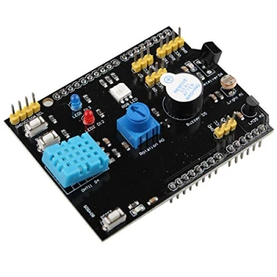 Image of HALJIA Expansion Board Module 9 in 1 Multifunction DHT11 Humidity Sensor and LM35 Temperature Buzzer Compatible with Arduino UNO R3