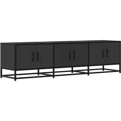 Image of vidaXL TV Cabinet Stand Black Engineered Wood &amp; Metal Media Unit with Ample Storage for Living Room/Bedroom 150x35x41 cm