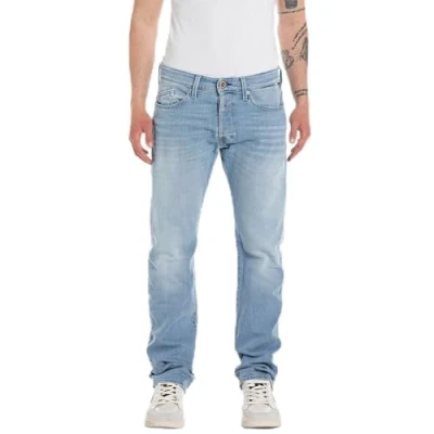 Image of Replay Waitom Pants Straight leg jeans, Men&#039;s, Size: 40x34, Light blue