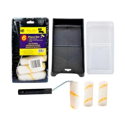 Image of Bates Paint Tray Set, 6 pcs, 4 Inch Roller Kit, Small Brush, Rollers Inch, Tray, Brush