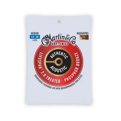 Image of Martin 41Y18MA550TPK3 Authentic Acoustic LifeSpan 2.0 Phosphor Bronze 3 Pack Medium ( 13 56 )