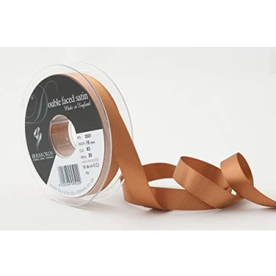 Image of Berisfords Double FACE Poly Satin Ribbon, Sable, 15 mm