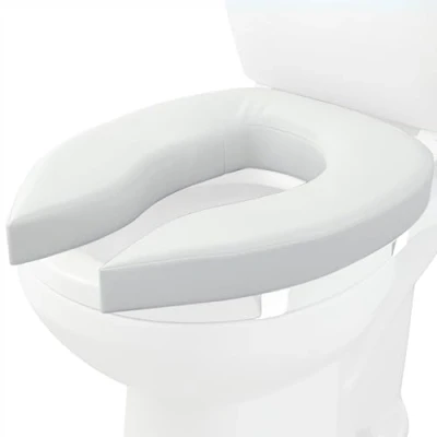 Image of Homecraft Padded Raised Toilet Seat 10 cm (4&quot;) (Eligible for VAT relief in the UK) Soft Comfortable Cushioned Elderly, Disabled, Bathroom Aid Increases Height, Less Bending, Sit Easier