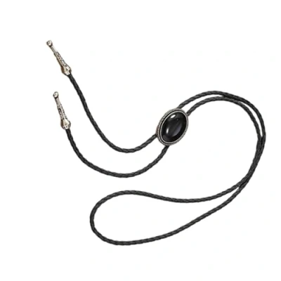 Image of Large Gemstones Bolo Tie Necktie For Shirt Jeans Western Necklace Braided Shoestring