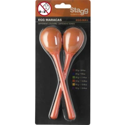 Image of Stagg Egg MA Plastic Maracas Pair with Long Handle Orange