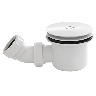 Image of nuie STW004 Modern Bathroom White Fast Flow Shower Waste Cover, 115mm, Chrome