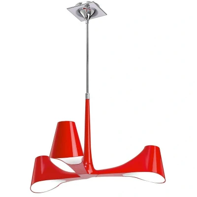 Image of Ora Telescopic Convertible To Semi Flush 3 Light E27, Gloss Red/Polished Chrome