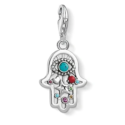 Image of Thomas Sabo Women Charm Pendant Hand of Fatima Club 925 Sterling Silver 1464 333 7