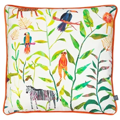Image of Prestigious Textiles Hide and Seek Abstract Cushion Orange Cotton One Size
