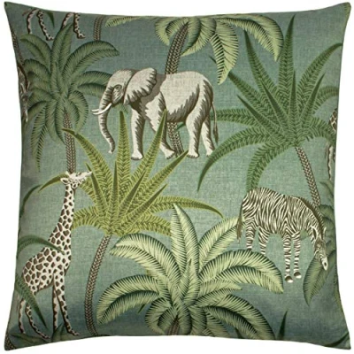 Image of Paoletti Jungle Parade Cushion Green Size 50 cm x