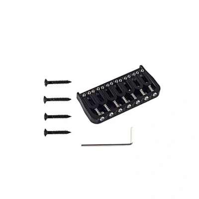 Image of Alnicov 7 String Saddle Bridge,Metal Hardtail Bridges Replacement Part for Electric Guitar (Black)