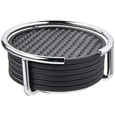 Image of Spectrum 43570 Euro Coaster Container with 6 Coasters, Chrome