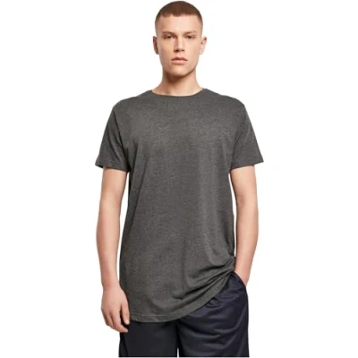 Image of Build Your Brand Men&#039;s Shaped Long T Shirt, Mens, BY028, Charcoal, M