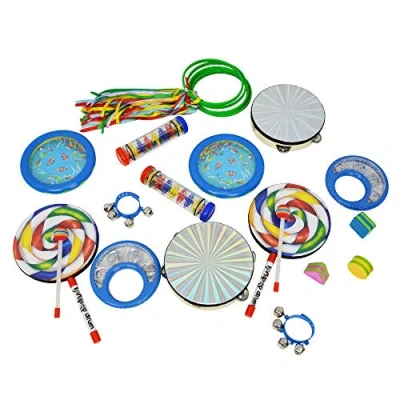 Image of A Star 21pcs Sensory Development Percussion Set with Strong Storage Tub, inc Tambourine, Therapy Musical Instruments for Beginners