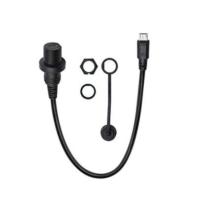 Image of Duttek Micro USB Panel Flush Mount Cable Male to Female Extension Mount, Dash Cable, For Car, Boat, Motorcycle (Round Single 30cm/11.8Inch)