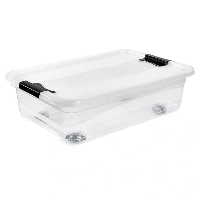 Image of Solent Plastics Under Bed Lidded Storage Box on Wheels 28 Litre