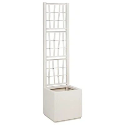 Image of vidaXL Garden Planter with Trellis White 36x36x140 cm PP