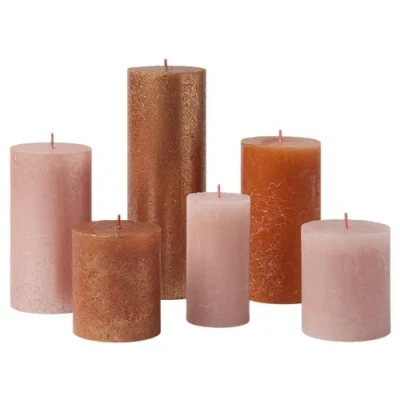Image of Bolsius Rustic Pillar Candles Gift Set of 6 Cosy Coppers Decorative Household Length Burning Time Unscented Includes Natural Vegan Wax Without Palm Oil