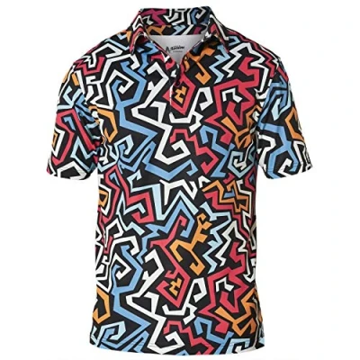 Image of Royal &amp; Awesome Graffiti Golf Polo Shirts for Men, Tops Men&#039;s Shirts, Mens