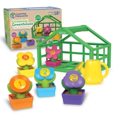 Image of Learning Resources Growing Greenhouse Colour &amp; Number Playset, Ages 18 Months+, Preschool Activities, Toddler Toys 2 4, Montessori Toys, Sustainable