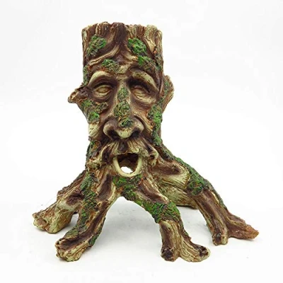 Image of Aquatic Planet Smiling Tree Stump Face Wood Aquarium Fish Tank Ornament Decoration