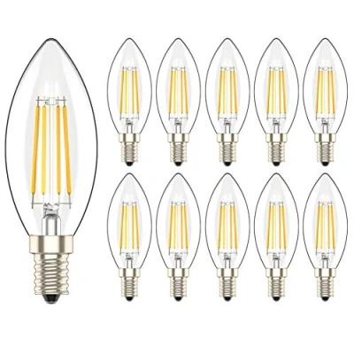 Image of 10 Pack 4W E14 Dimmable LED Filament Candle C35 Light Bulbs Warm White 2700K 40W Incandescent Bulb Equivalent 360 Beam Angle