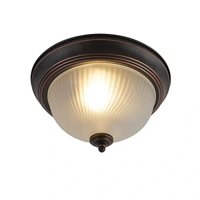Image of Qazqa Classic Ceiling Lamp I Flush Light Brown Opal Classico Antique Suitable for LED E27 1 Glass Living Room Kitchen Bedr