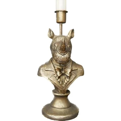 Image of Rhino Candle Holder Gold African Inspired Dinner/Taper Display
