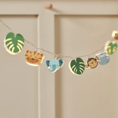 Image of Lights4fun Safari Children&#039;s Fairy String Lights Nursery Bedroom 12 Warm White LEDs Battery Operated with Timer &amp; Remote Control Indoor Use