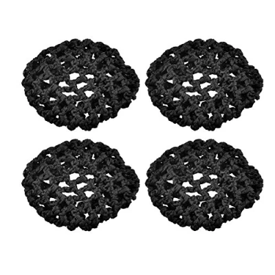 Image of Asian Women Hair Bun Cover Ballet Dance Skating Snoods Net (Pack of 4), Black