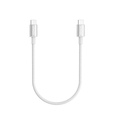 Image of Anker New Nylon USB C to Cable (1 ft, 60W), 2.0 Type Charging for MacBook Pro 2020, iPad Air 4, Samsung Galaxy S21, Nintendo Switch, Pixel, LG, and More (Silver, 1ft)
