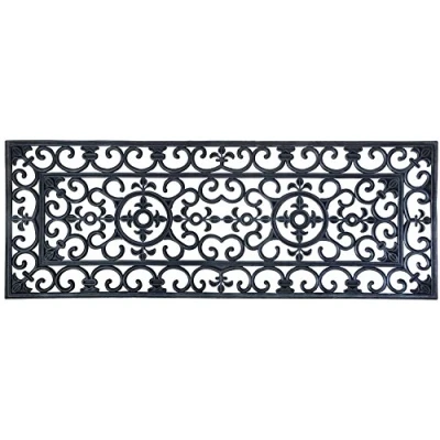 Image of EHC Extra Large Victorian Wrought Iron Effect Outoor Or Indoor Non Slip Rubber Door Mat 120cm x 45cm