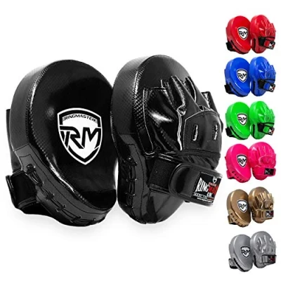 Image of RingMasterUK Focus Pads Mitts Hook Jab One Size Ultralight Training Boxing MMA (Black)