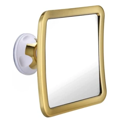 Image of MIRRORVANA Gold Plated Fogless Shower Shaving Mirror Fog Free with 360 Degree Suction Cup and Bonus Anti Spray Portable Shatterproof Bathroom 16cm x (Gold)