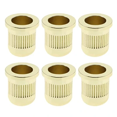 Image of Create idea 6PCS Guitar String Ferrules Through Body Caps Metal Mounting Buckle Bushing for Electric and Bass Musical Instruments Accessories Gold