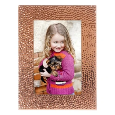 Image of Lawrence Frames Hammered Polished Metal Picture Frame, 4x6, Copper