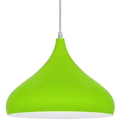 Image of Long Life Lamp Company Modern Green Ceiling Light Shade Hanging Pendant Metal Dome Gloss Finish M0079F