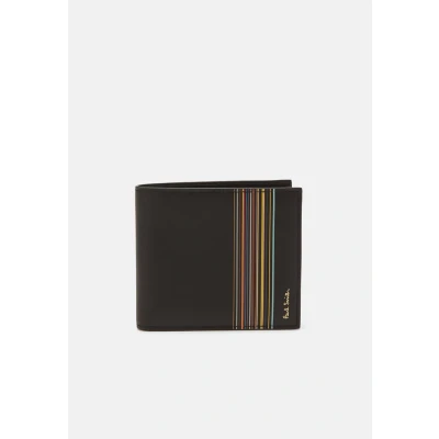 Image of Paul Smith &#039;Signature Stripe Block&#039; Mens Coin and Billfold Wallet in Black Leather