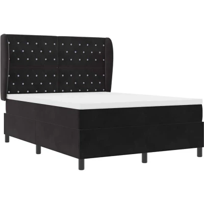 Image of Box Spring Bed with Mattress Black 140x190 cm Velvet Vidaxl