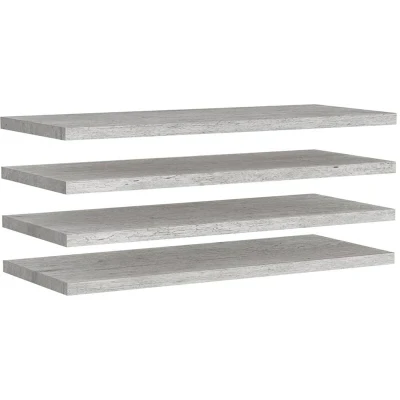 Image of vidaXL Floating Wall Shelves 4 pcs Concrete Grey 90x23.5x3.8 cm MDF